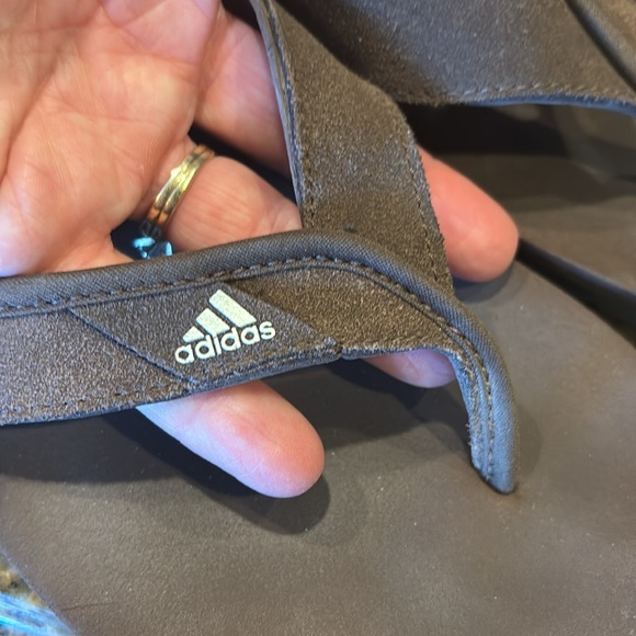 Adidas Brown Suede Flip Flops, Size 9 - Picture 10 of 11